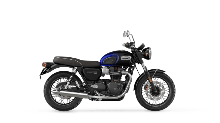 Triumph MY24 Bonneville T100 Phantom Blue and Silver Blue