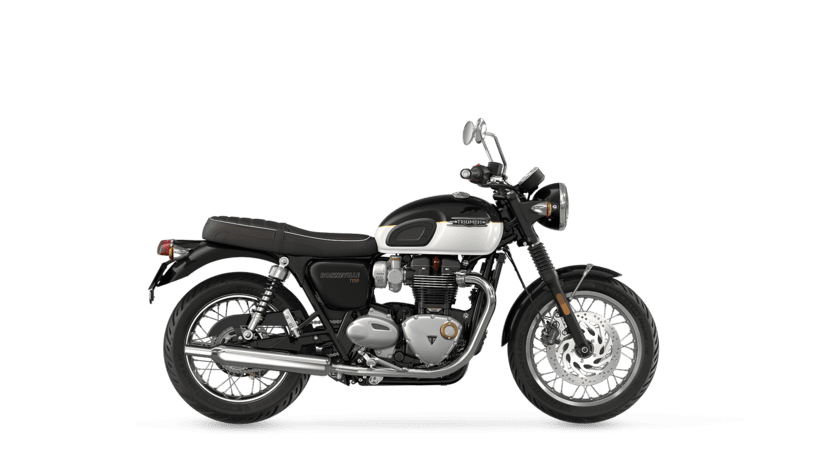 CGI of the Triumph Bonneville T120 in Jet Black and Fusion White